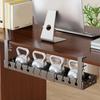 Under-Desk Cable Management Tray in Carbon Steel with Two Edge Clamps and Open Access, Extendable Power Strips Cord Holder for Stored Power
