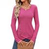 Autumn and Winter Women's Blouse Round Neck Split Button Fashion Long Sleeve Top