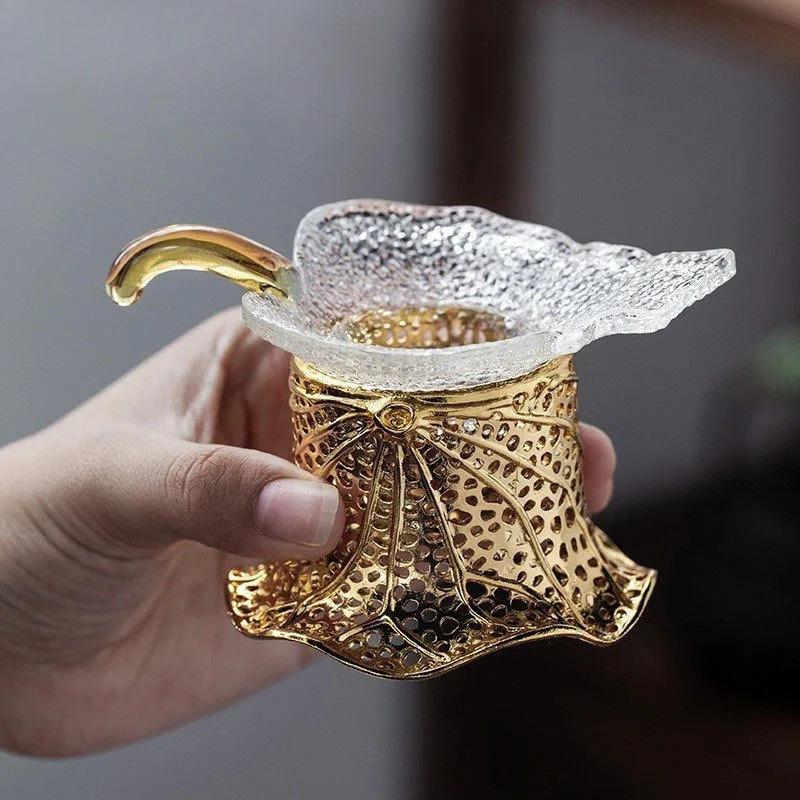 Heat-resistant Glass Leaf Tea Separator Infusor Handmade Tea Strainer Dispenser Brewing Filter Teaset Accessories Craft