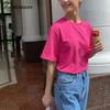 Hirsionsan Basic Cotton T Shirt Women Summer New Loose Solid Tees 16 Color Casual Loose Simple T Shirt Female Korean O Neck Female Tops