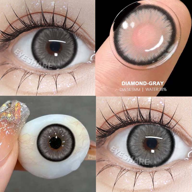 Eyeshare Fashion Color Contact Lenses 2PCS Big Eyes Black Glasses Lenses Brown Color Contact Lenses Gray Lenses Blue Fashion Glasses Lenses