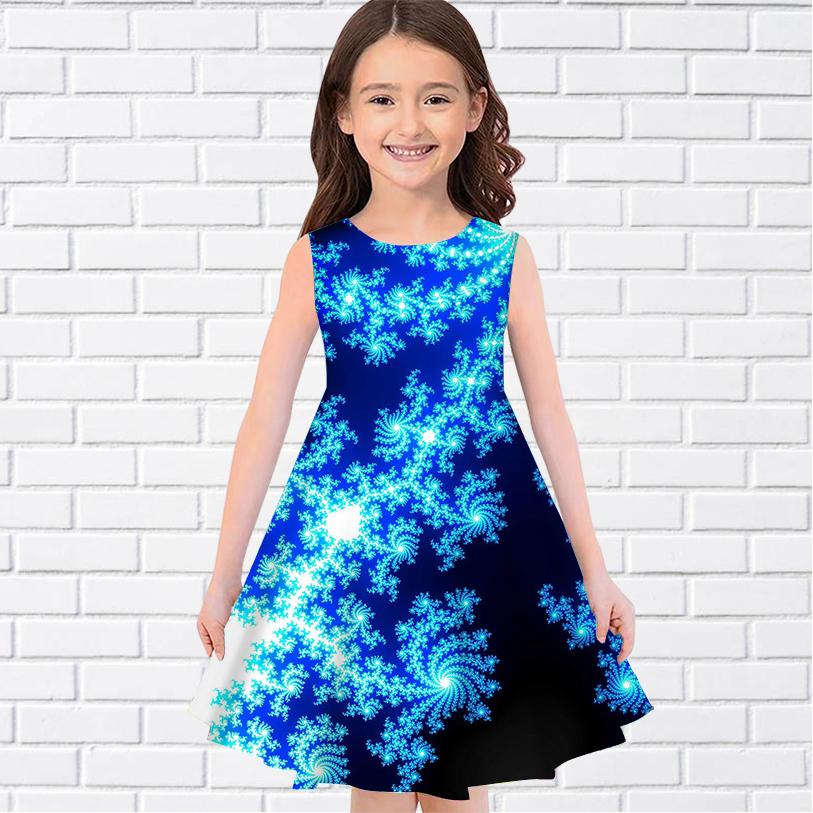 Вечернее платье принцессы без рукавов для девочек с 3D снежинками для девочек старше четырех лет