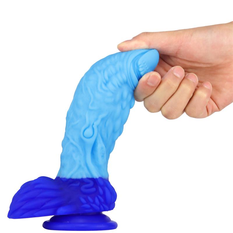 Blue Tyrant Mixed Color Liquid Silicone Big Penis Simulation Fake Penis Female Masturbation Device Anal Plug Adult Products