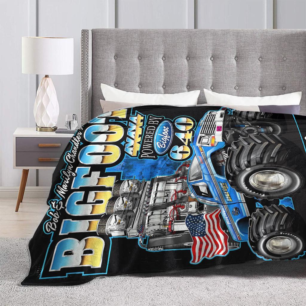 Monster Trucks Car Loves Super Soft Blanket Girls Boys Plush Throw Blanket Graphic Couch Chair Flannel Bedspread Sofa Bed Cover