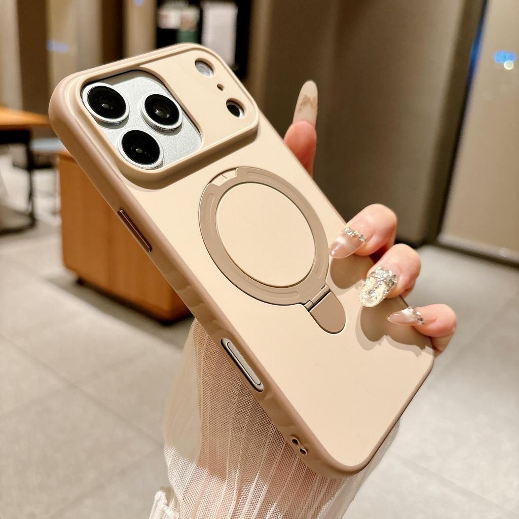 iPhone 17 Pro Max Матовый противоскользящий чехол-подставка с магнитом - Защитная пленка с полным покрытием