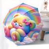 Teddy Bear,Rainbow Automatic Folding Umbrella  8 Ribs Lightweight Design, Durable Iron Frame, Compact and Portable, Ideal Birthday or Christ