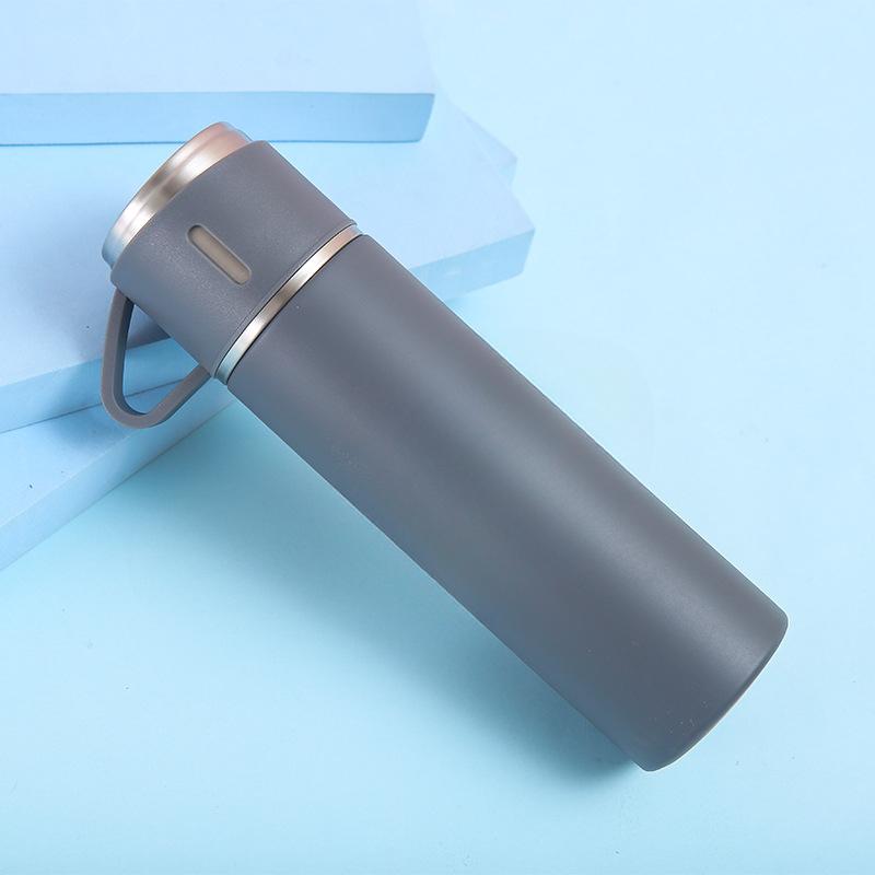 Набор кружек портативный с одной крышкой, однотонная кружка двойного назначения из нержавеющей стали, деловой вакуумный набор прямых чашек