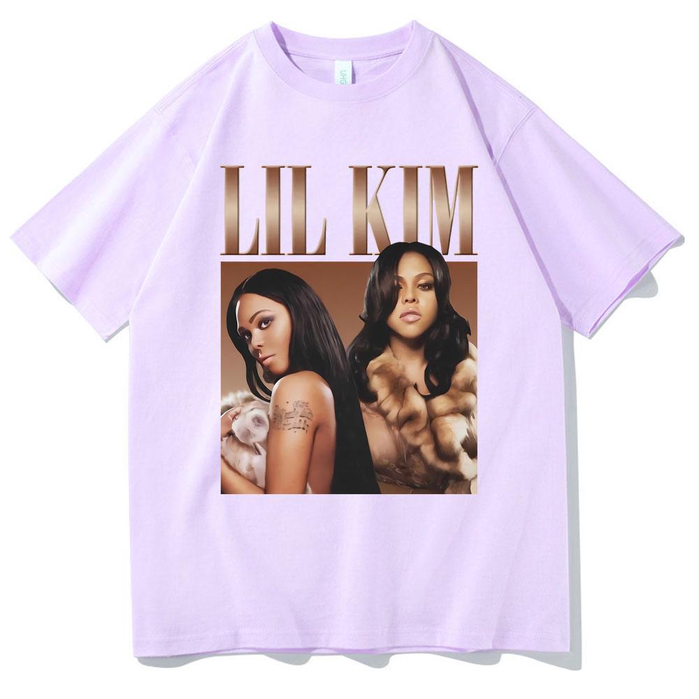 Футболка с графическим принтом рэперши Lil Kim Унисекс Женская Хип-хоп Оверсайз Футболки Мужская Винтажная Футболка Унисекс Повседневные Топы С коротким рукавом
