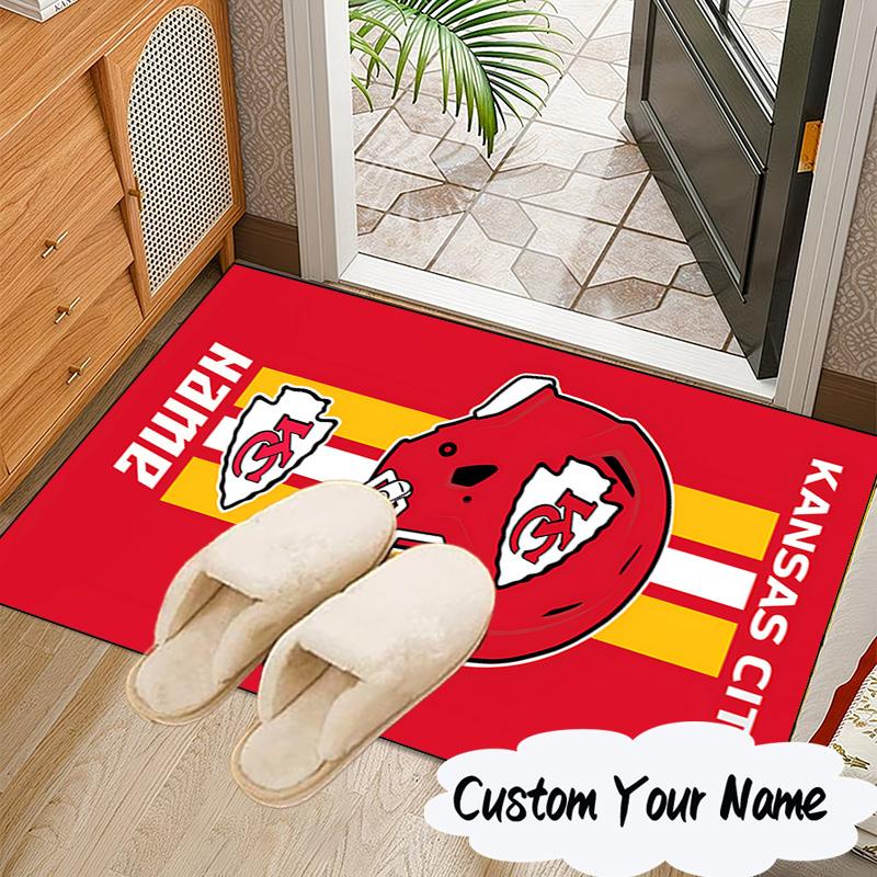 Custom Name Kansas City Fan Gear Rug for Living Room, Game Rooms, Office, Bedroom, Floor Mat Playful Design, fan gifts Christmas decor