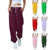 Women's Fashion Sports Color Matching Drawstring Pocket Casual Sweatpants