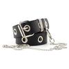 Women Punk Chain Fashion Belt Adjustable Double/Single Row Hole Eyelet Waistband with Eyelet Chain D