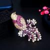CMM Sparkly Luxury Golden Color Lucky Bird Cubic Zirconia Brooches