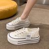 Round Toe Thick Sole Height Increasing Platform Shoes Breathable Comfortable Mesh Surface Sneakers Casual Board Canvas Trainers
