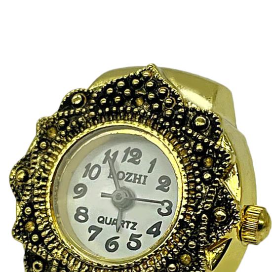 Часы-кольцо Красивое тонкое мастерство Личность Креативная прочная конструкция Украшение Сплава Кварцевые аналоговые часы-кольцо на палец Ювелирный аксессуар