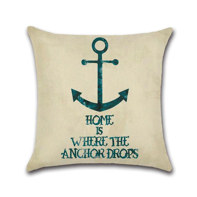Anchor Series Cushion Cover Sea Style Ship Anchor Cotton Linen Pillow Case Boat Decorative Pillowcase Funda De Almohada Zt126