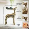 Latest Antique Golden Aluminium Christmas Reindeer Figurine Statue 2 Pcs | Reindeer Showpiece for Tabletop, Bookshelf, Desktop, Cabinets,