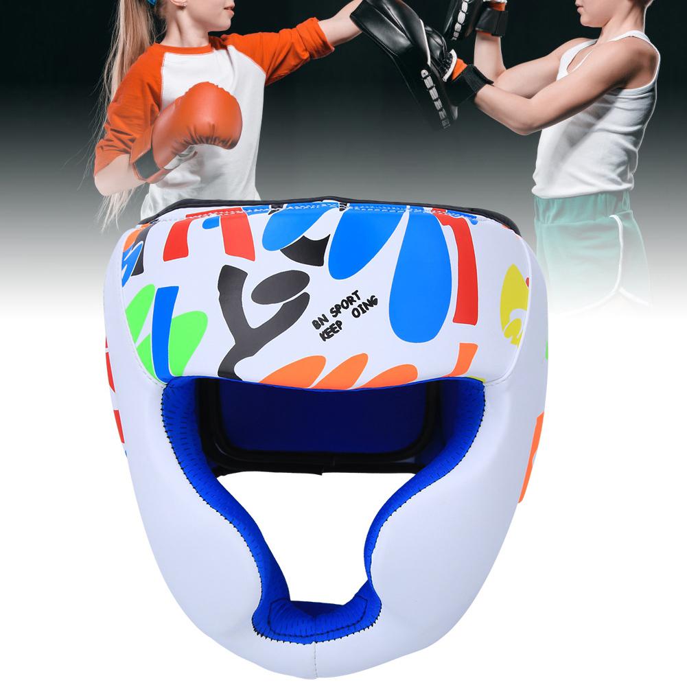 BN FIGHT Graffiti Children Helmet Heads Guard Protective Gear for Boxing Muay Thai Taekwondo TrainingS size  white