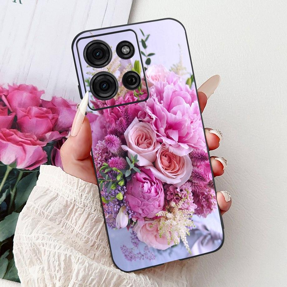 For Motorola G05 G15 Power G35 G55 G75 E15 Phone Case Back Cover Girly Fashion Flower Butterfly Paintong Soft TPU Bumper Fundas