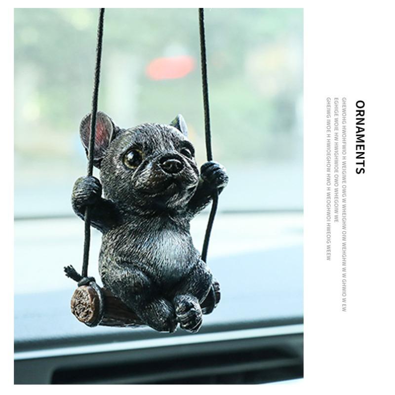 Bulldog Car Pendant Rearview Mirror Cute Puppy Small Fresh DIY Jewelry Car Accessories Interior Creative Adorns Decoration Decor