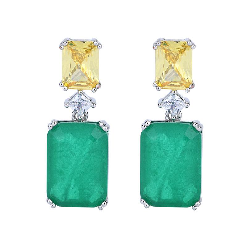 New Cross-border High-end Paraiba Earrings Simple Square Women's Retro Fashion Accessories