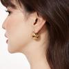 Autumn and Winter Retro Geometric C-shaped Earrings Gold Simple High-end Light-sensitive Round Earrings Women's Titanium Steel Earrings