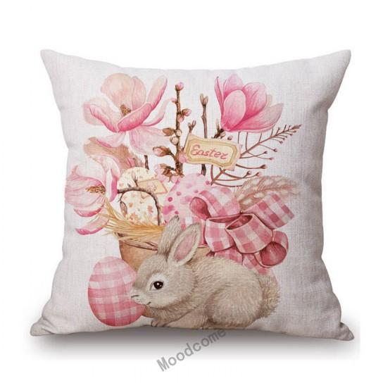 Happy Easter Day Cute Bunny Rabbit Home Decoration Sofa Throw Pillow Case Lovely Cozy Children Room Chair Cushion Cover Case