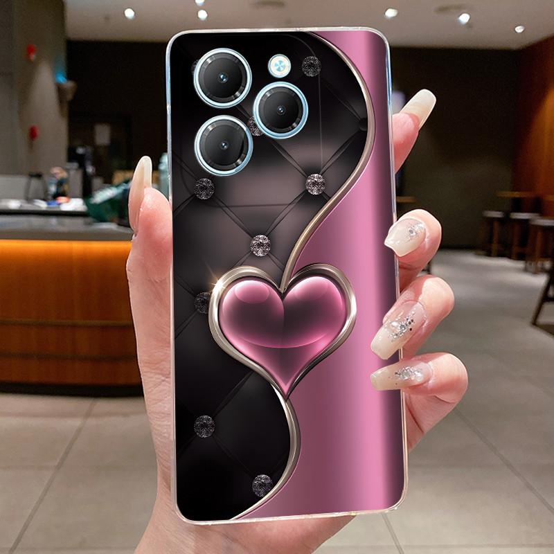 Для Infinix Hot 40 Чехол Прозрачный Силиконовый Роскошный Эстетичный Бабочка Цветок Мягкий ТПУ Задняя Крышка Infinix X6836 X6837 Hot 40 Pro Чехол