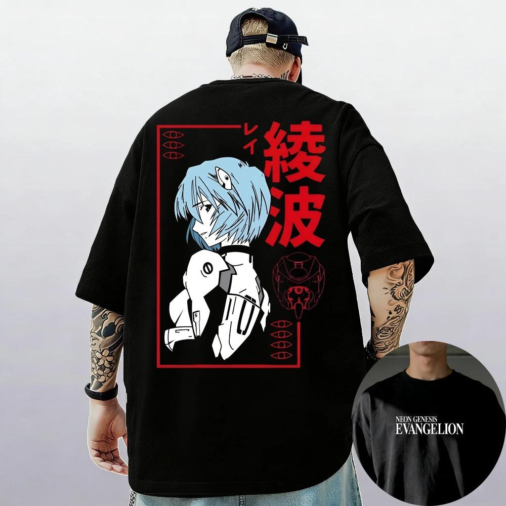 Винтажная двусторонняя унисекс футболка Neon Genesis Evangelion - 100% хлопок, свободный крой