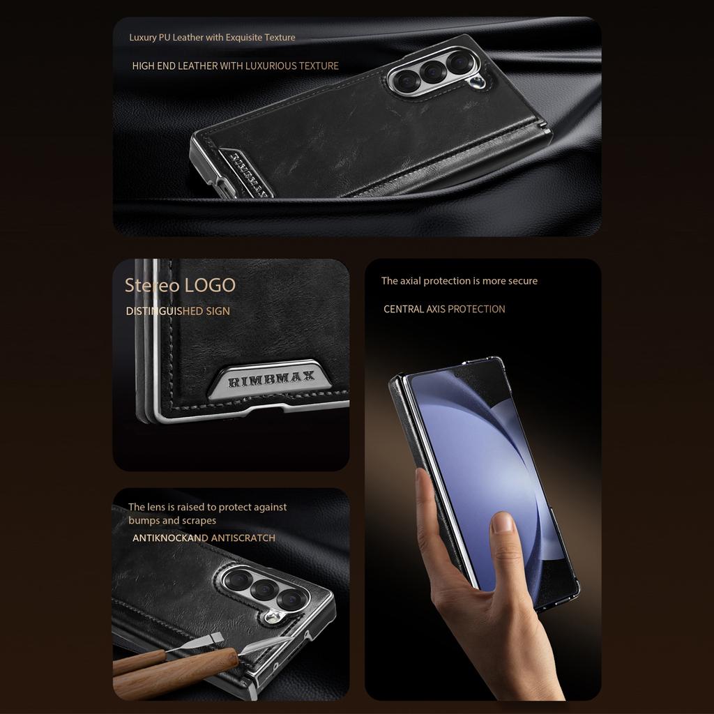 Роскошный деловой магнитный кожаный чехол для телефона Samsung Galaxy Z Fold 7 6 5 Защита центральной оси Ударопрочный Чехол для Magsafe