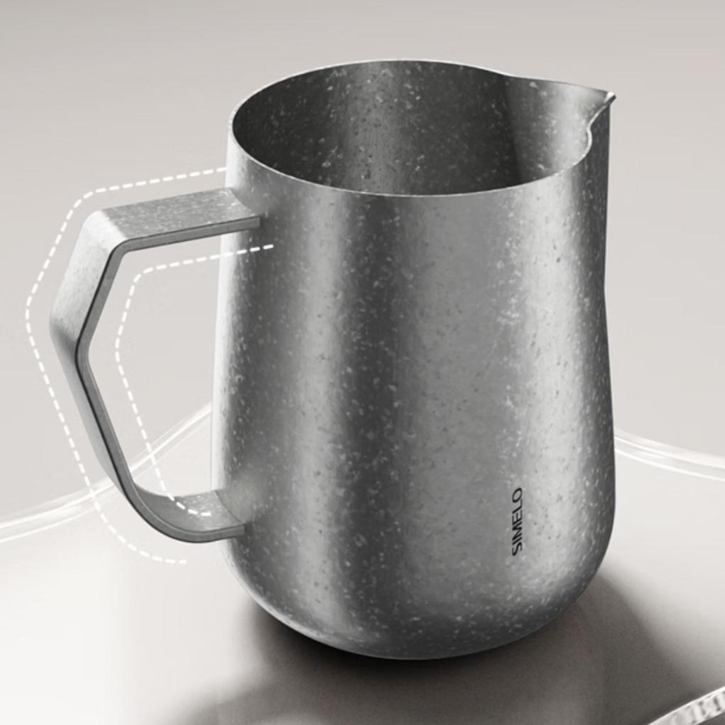 SIMELO Pure Titanium Coffee Latte Art Pitcher 600ml, Pointed Milk Frother Pitcher, Professional Latte Art Cup
