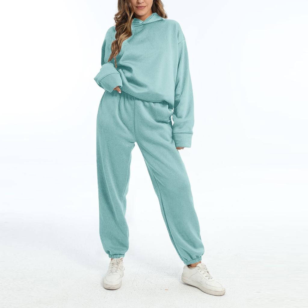 Женские комплекты из двух предметов, толстовки с длинными рукавами, пуловер, толстовка, спортивные штаны, повседневный спортивный костюм для тренировок