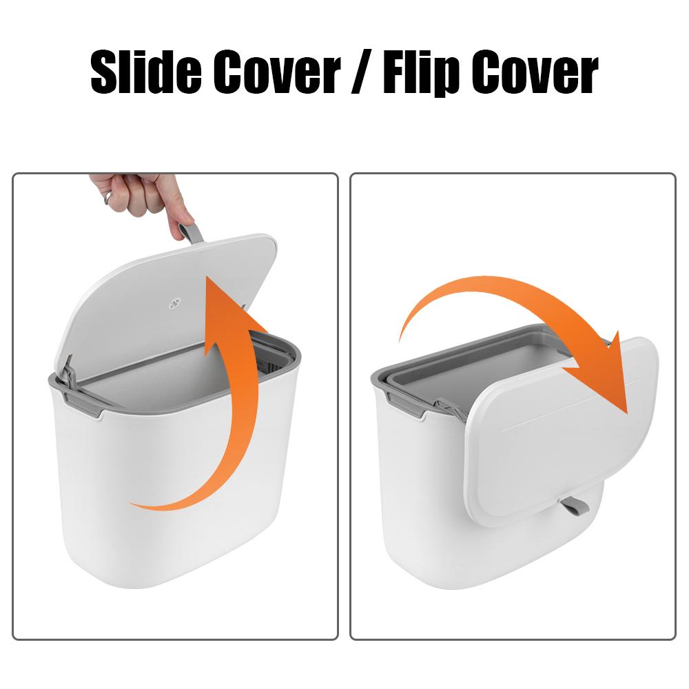 Kitchen Cabinet Door Dustbin With Lid Waste Bin Wall Mounted Garbage Bucket Counter Bins For Kitchens 7L Hanging Trashs Can Garbage Cans Trashcan