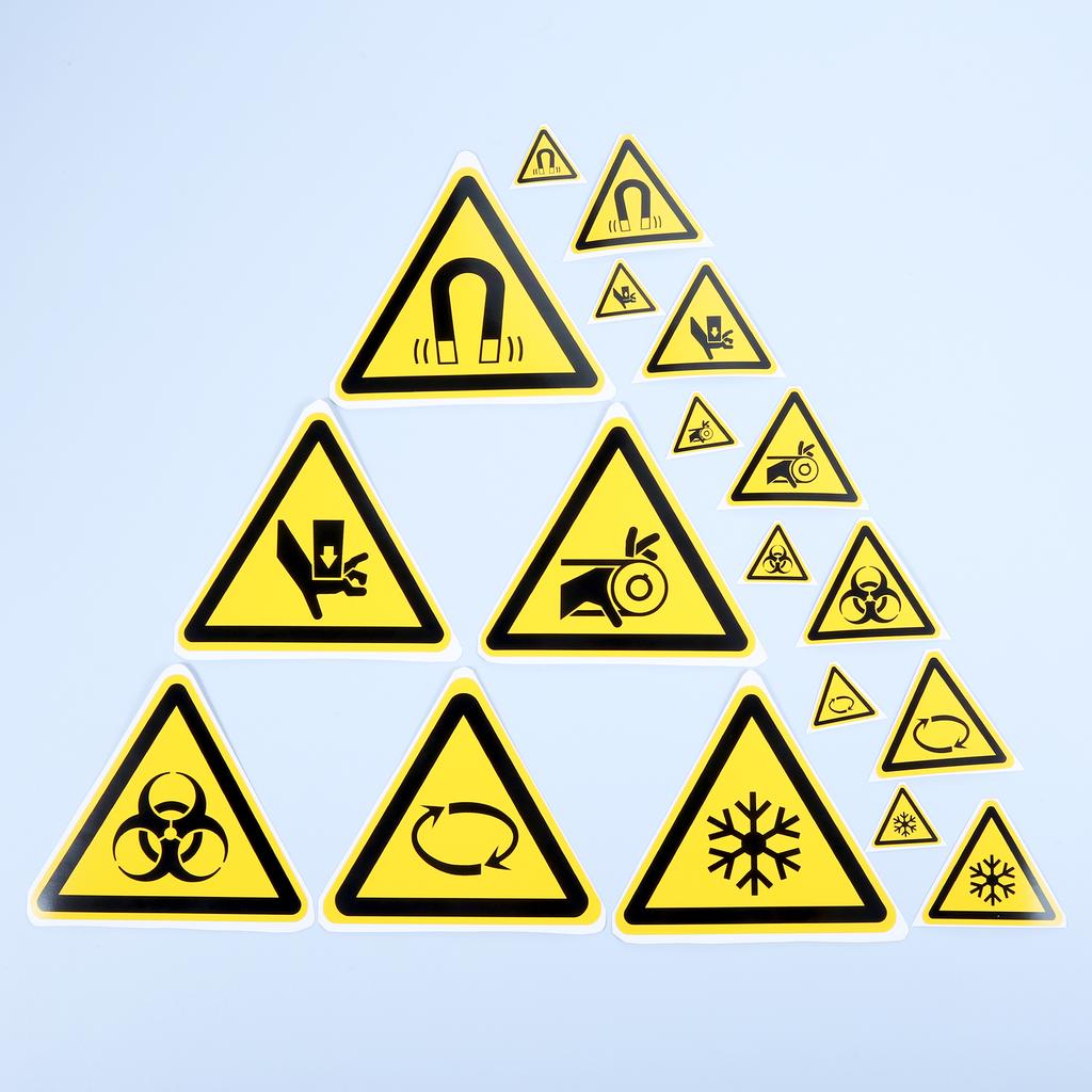 5Pc PVC Warning Signs Sticker Logo Security Safety Labels Water-Resistant Oil-Proof Warning Tag Wall Machine Sticker 25/50/100mm
