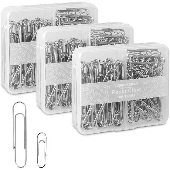 Paper Clips Assorted Sizes, Large PaperClips, Small PaperClips, Paper Clip, Paperclips, Pack of 3 Boxes of 100 Clips Each (300 Clips Total)