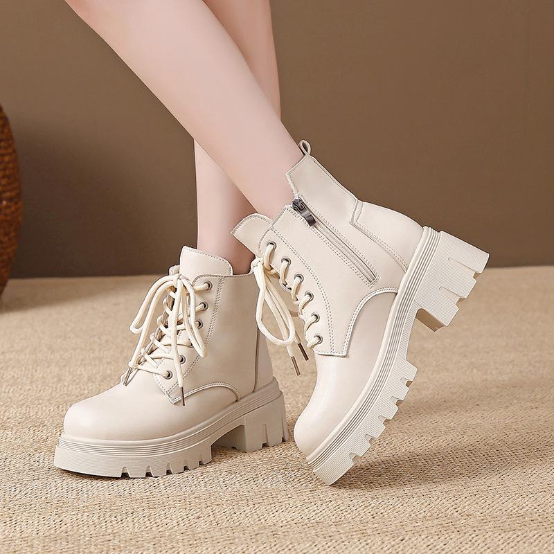 Британские ботинки Мартин женские осенне-зимние новые повседневные модные локомотивные короткие ботинки женские на толстой подошве на шнуровке кожаные ботинки женские