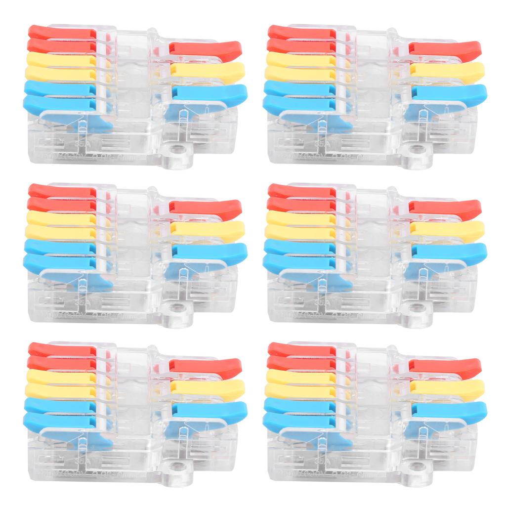 10 шт. клемм кабельного разъема прозрачный 3-входной 6-выходной зажим для провода LT-636 0,5-6,0 мм²