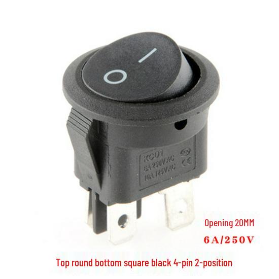 Кулисный переключатель KCD1: Круглый, Подсветка, 2/3/4-контактный, 2/3-позиционный, 6A 250V, Отверстие 20 мм.