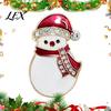 Holiday Badge Pin Christmas Snowman Brooch, Lapel with Rhinestones, Alloy Badges for Sweaters Scarves Coats, Party Jewelry Winter