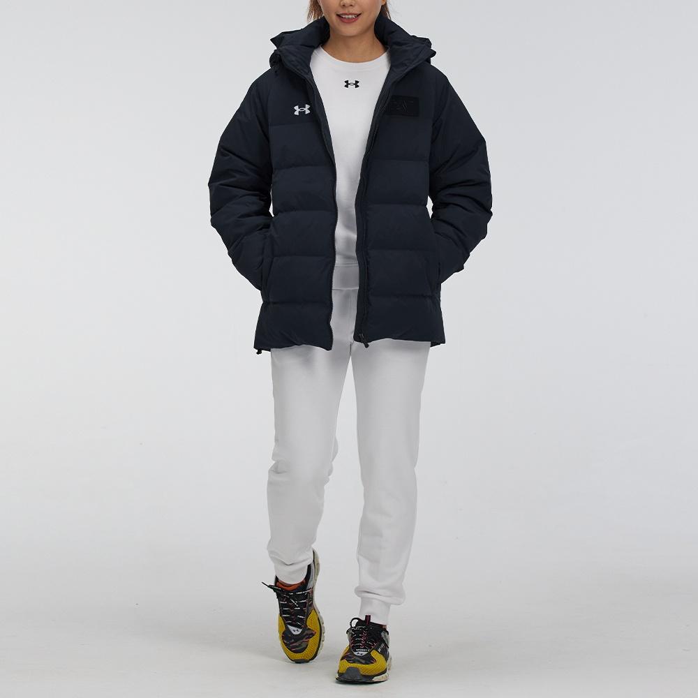 (WMNS) Under Armour Logo Training Hooded Down Jacket 'Black White' Women's 21600801-001
