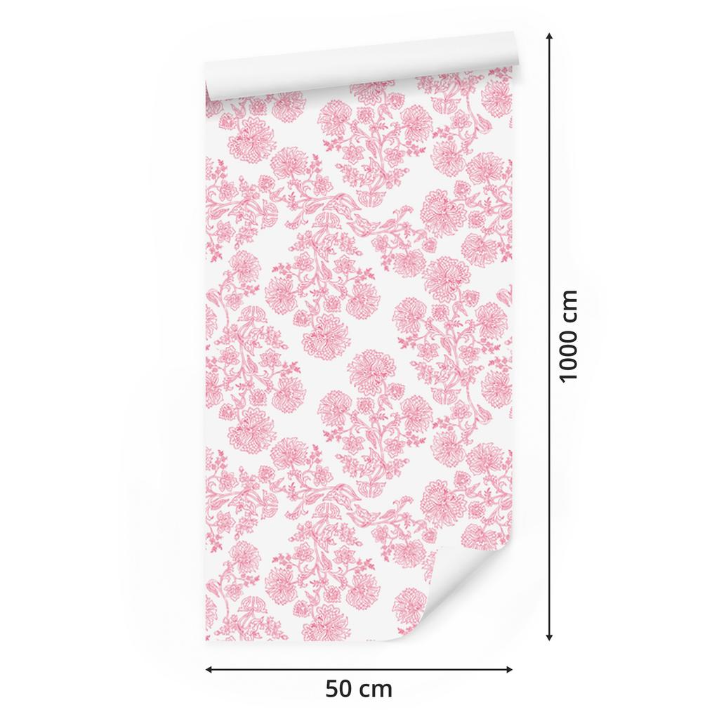 Wallpaper Flowers background powder pink, center powder pink 50x1000