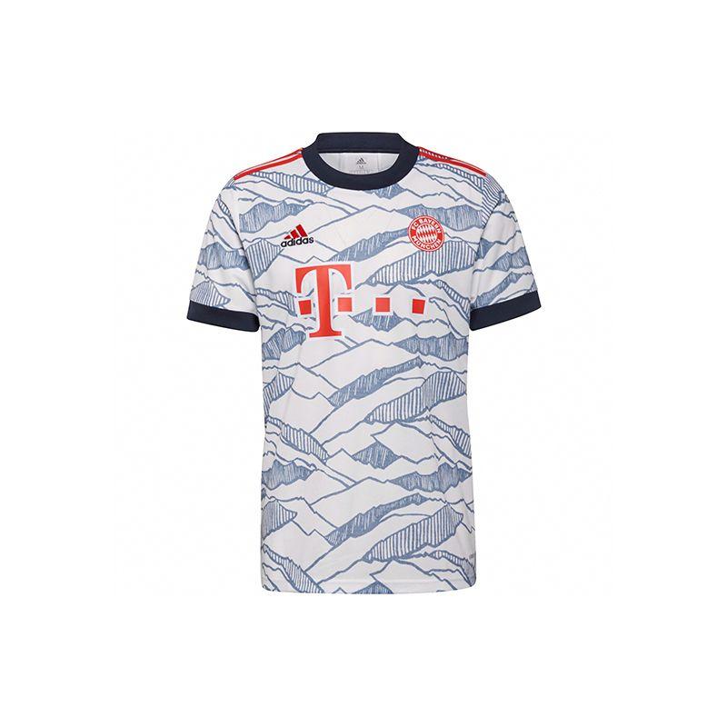 adidas Тренировочная спортивная футбольная майка с коротким рукавом, Fan Edition, сезон 2021–2022 гг., Выездная мужская футболка Бавария Мюнхен, белая GM5315