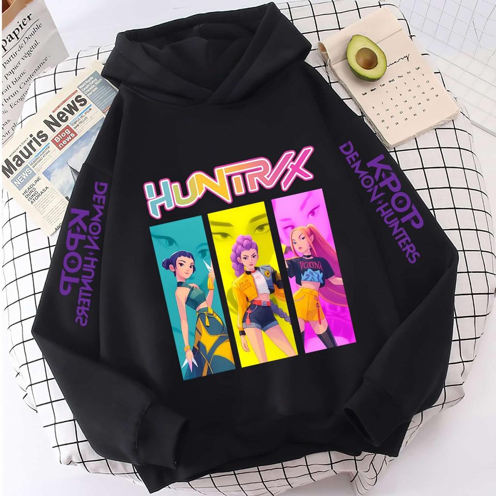 KPop Demon Girls Fashion Casual Sweatshirt Movie New Kids K-Pop Demon Hunters Hooded Tops Toddler Girl Clothes Hunters Hoodie