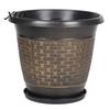 Thickened Material Garden Pots 12" Planter Pot with Saucer, Plastic Anti-Aging Flower Drainage Large Capacity Planters Holes, Woven Texture, Plant for