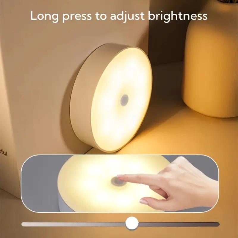 3 шт. Светодиодные ночники 3 цвета USB перезаряжаемые кнопочные магнитное крепление аварийное освещение прикроватная тумбочка свет для шкафа