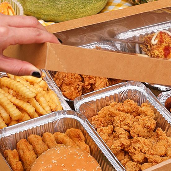 2 шт. ланч-боксы с ручкой для переноски маслостойкая прозрачная видимая крышка водонепроницаемый одноразовый контейнер одноразовый гофрированный