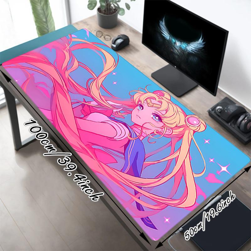 1Pc Magical Girl Adventure Gaming Mouse Pad Keyboard Desk Mat Non-slip Rubber Lock Edge Waterproof Computer Mousepad for Office Home Decor S1481