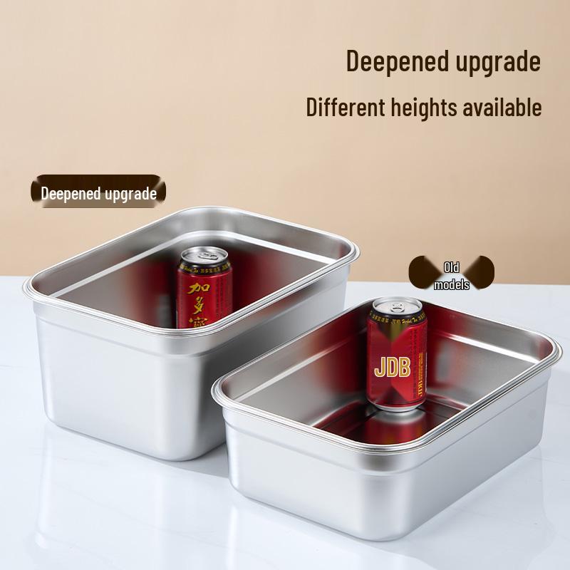 Глубокий квадратный контейнер из нержавеющей стали 304 для свежих продуктов, коммерческий, с крышкой, для хранения в морозильной и холодильной камерах