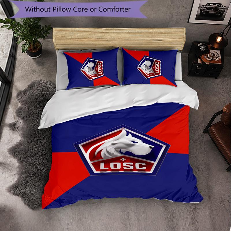 LOSC Lille FC Themed Bedding 3Pcs Duvet Cover Set Decorative Bed Linen For Teen Room Home Decoration