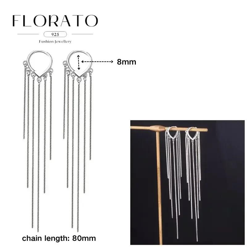 FLORATO серьги из стерлингового серебра 925 пробы серьги-цепочки с подвеской-кисточкой серьги с цирконием серебряные серьги для женщин тренд Роскошные свадебные украшения