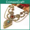 Ethnic Style Simulation Gemstone Decoration Women Necklace And Earring Set For Art Jewelry Enthusiasts